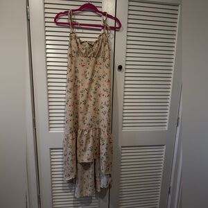 Altar'd State Floral High Low Dress - Beige and Pink